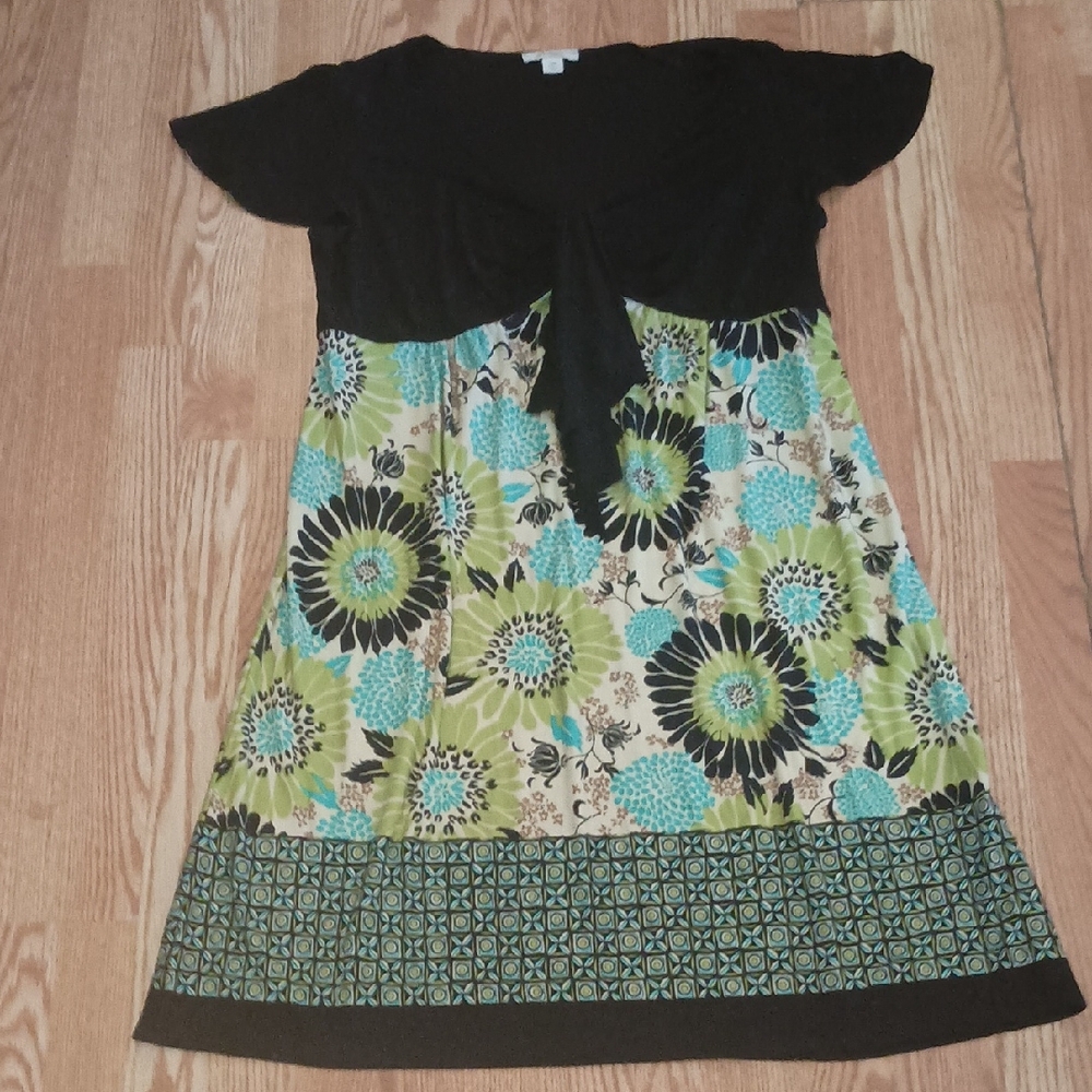 dressbarn Black and Green Floral Dress